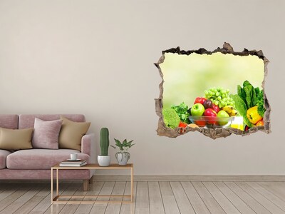 3D wall hole wallpaper Fruits and vegetables in paradise