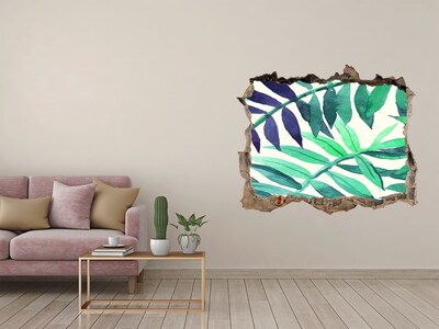 Hole wall sticker Green jungle behind the wall