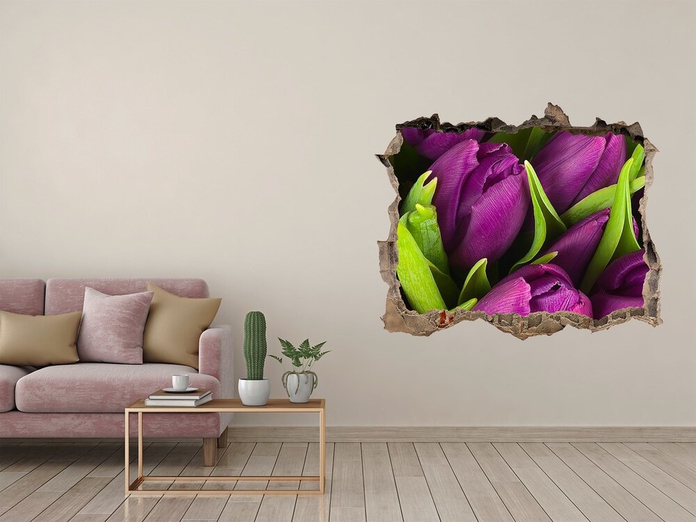 Hole wall sticker Violet tulips