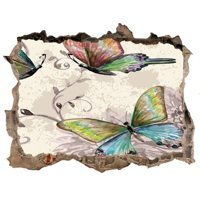 Hole in the wall sticker Butterflies and flowers