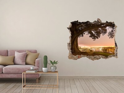 3D wall hole wallpaper Old tree