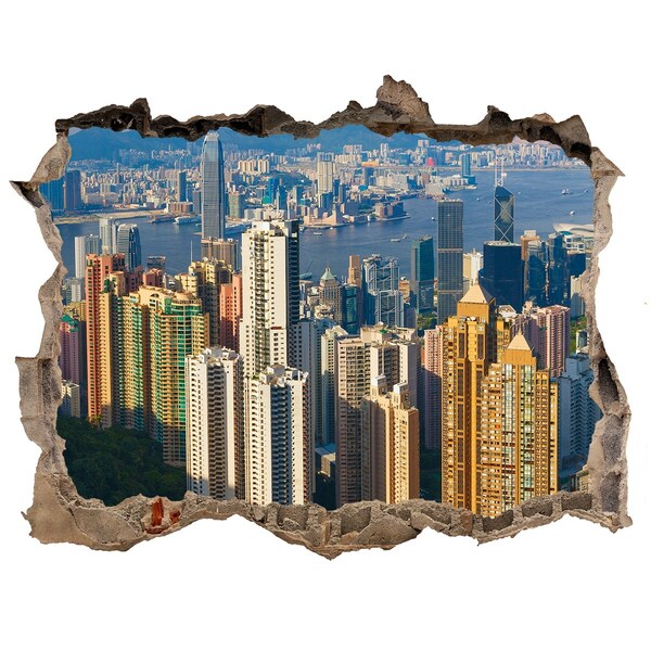 Hole in the wall decal View of Hong Kong