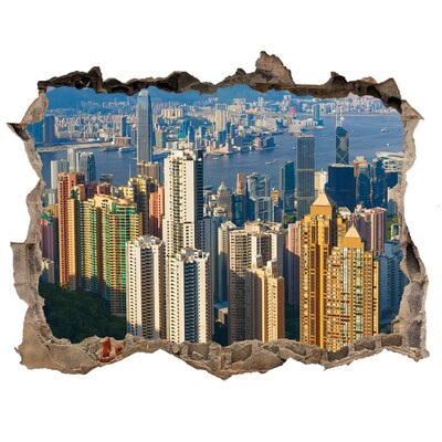 Hole in the wall decal View of Hong Kong