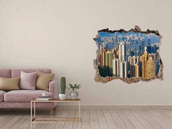 Hole in the wall decal View of Hong Kong
