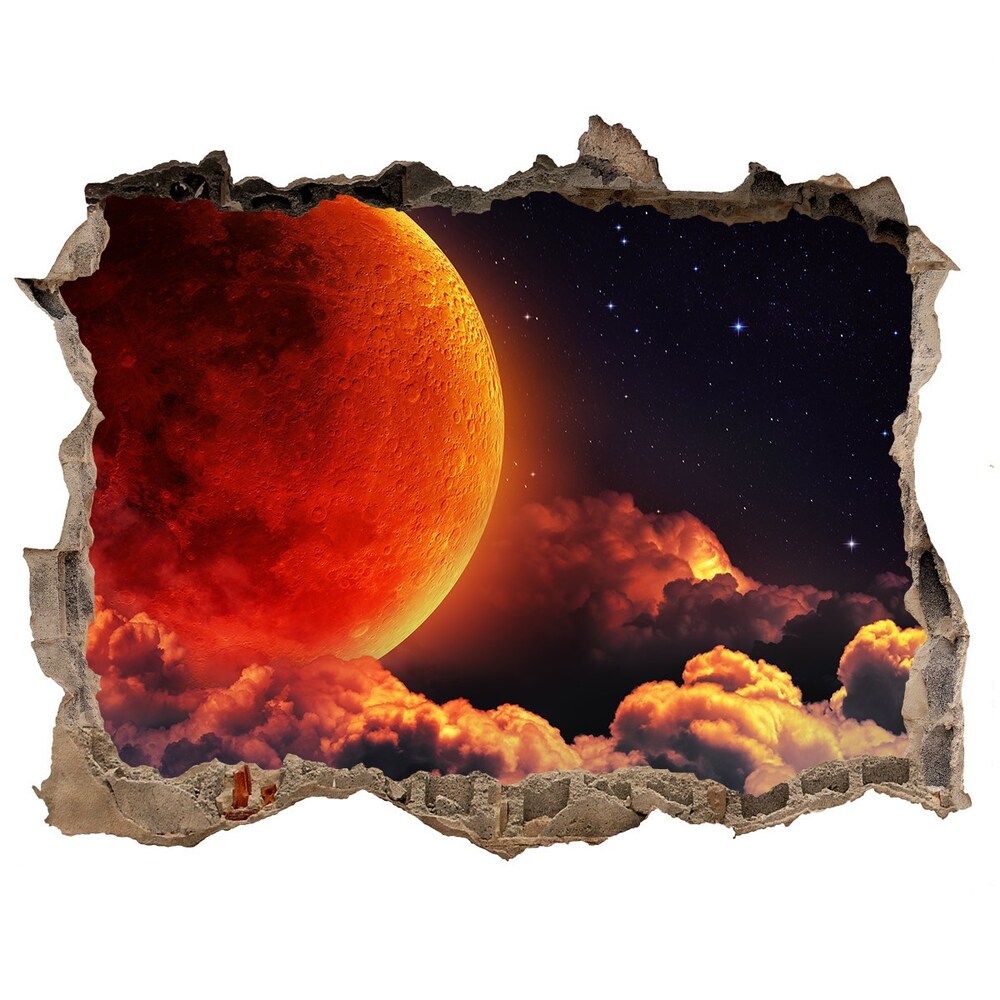 Hole in the wall decal Moon eclipse