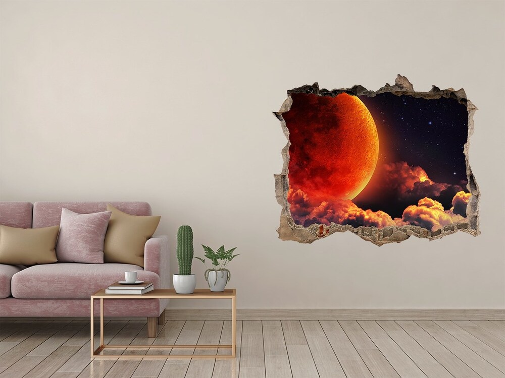 Hole in the wall decal Moon eclipse