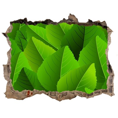 3D wall hole wallpaper Green leaves