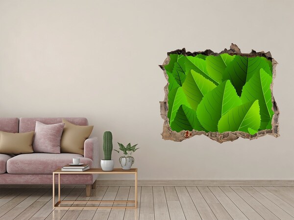 3D wall hole wallpaper A green oasis in concrete