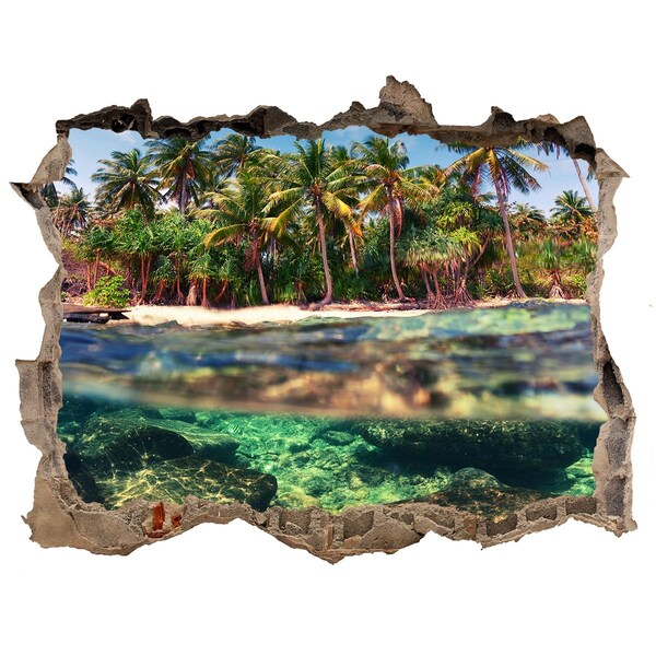 Hole in the wall sticker Tropical paradise behind the wall