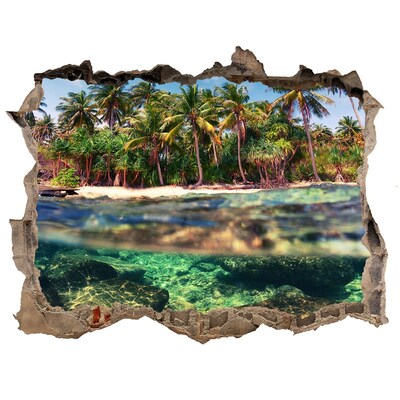 Hole in the wall sticker Tropical paradise behind the wall
