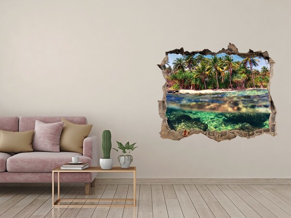 Hole in the wall sticker Tropical paradise behind the wall