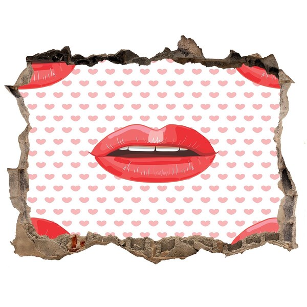 Hole in the wall decal Red lips