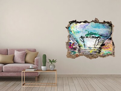 3D wall hole A damaged wall with a lamp