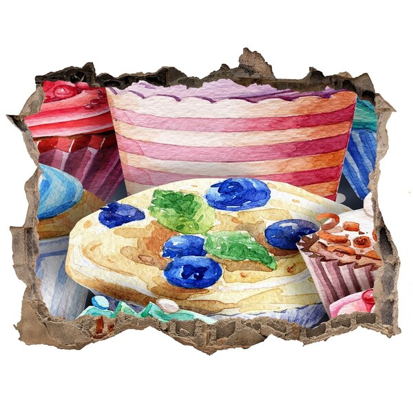 Hole wall sticker Colorful muffins