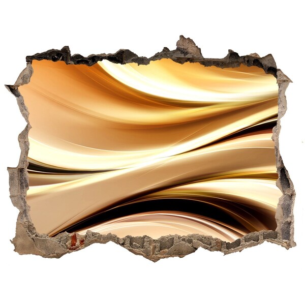 Hole wall sticker Golden waves in the wall