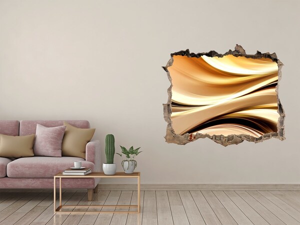 Hole wall sticker Golden waves in the wall
