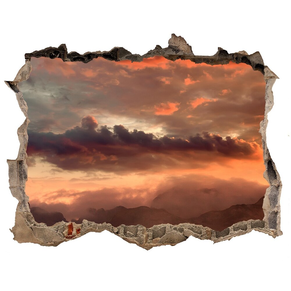 Hole wall sticker Sunset of the mountain