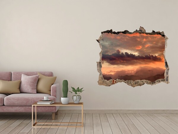 Hole wall sticker Sunset in the mountains