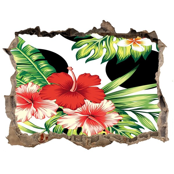Hole wall sticker Tropical paradise with flowers