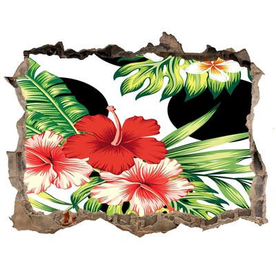 Hole wall sticker Tropical paradise with flowers