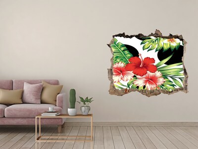 Hole wall sticker Tropical paradise with flowers