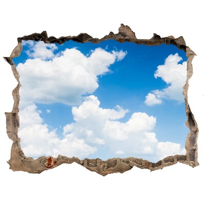 3D wall hole Sky with clouds through a hole in the wall