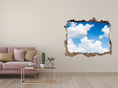 3D wall hole Sky with clouds through a hole in the wall