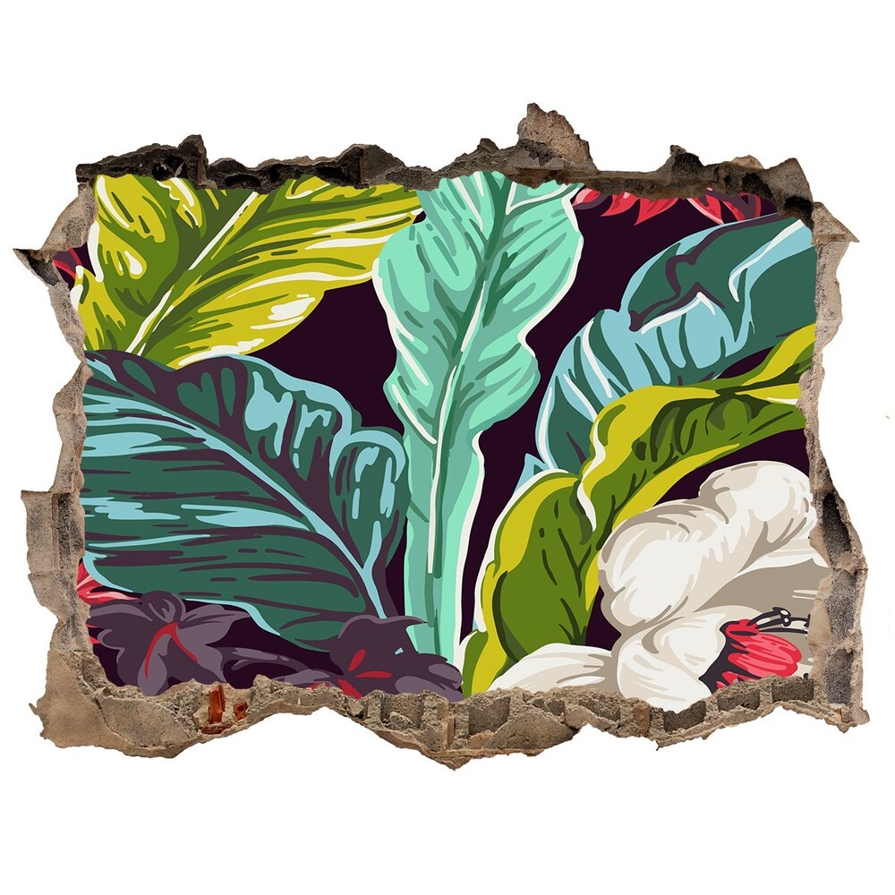 3D wall hole Tropical flowers