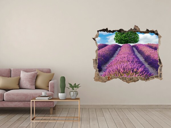 Hole in the wall sticker Lavender field behind the wall
