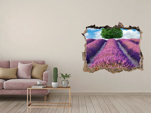 Hole in the wall sticker Lavender field