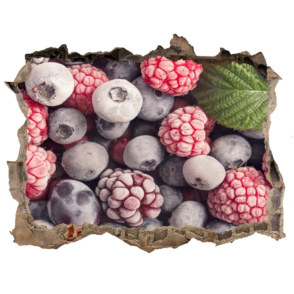 3D wall hole wallpaper Frozen forest fruit