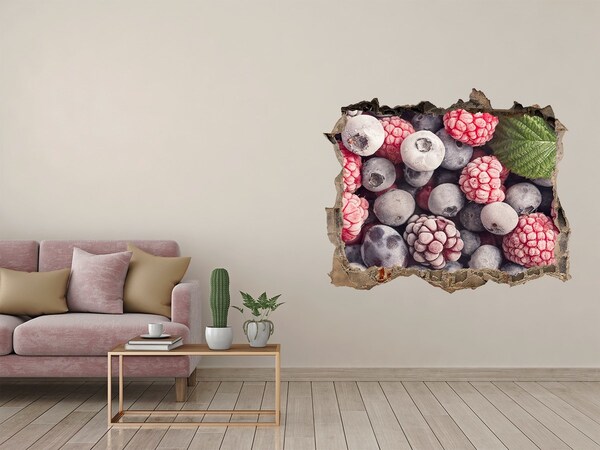 3D wall hole wallpaper Frozen forest fruit