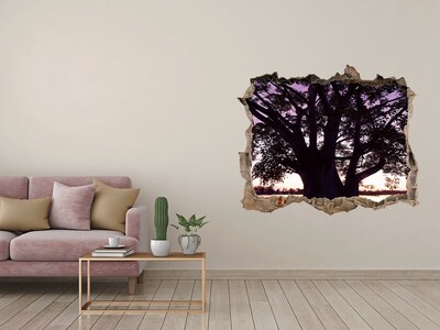 Hole wall sticker Tree and lake