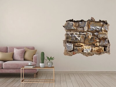 Hole wall sticker Ruined wall with stones