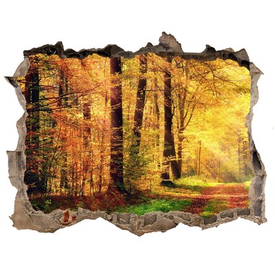 Hole wall sticker Golden autumn in the forest