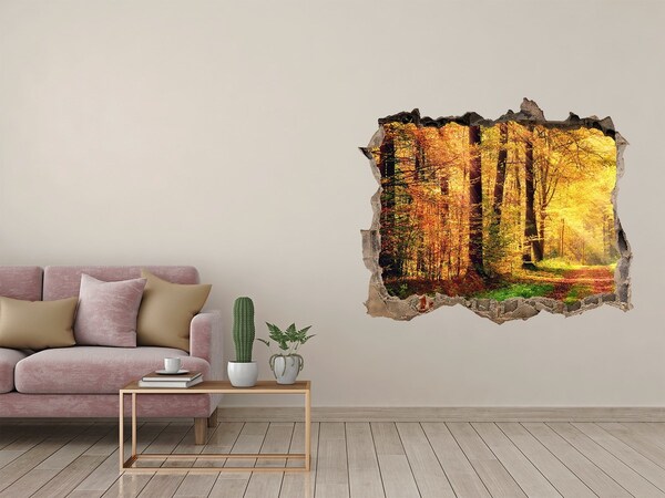 Hole wall sticker Golden autumn in the forest