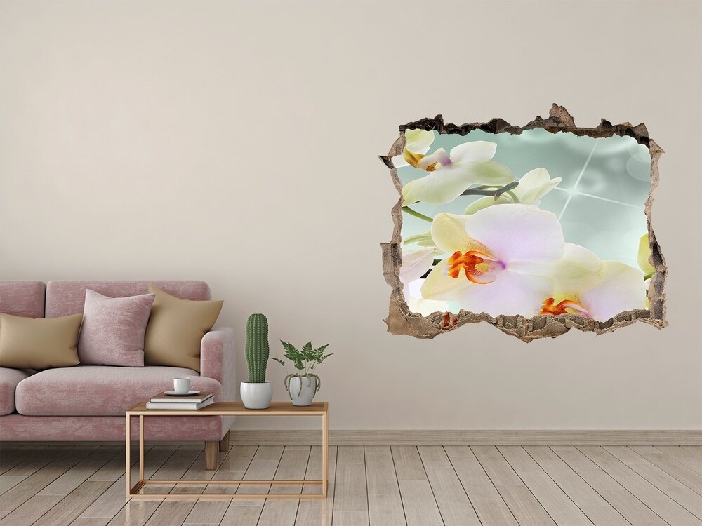 Hole in the wall decal White orchid