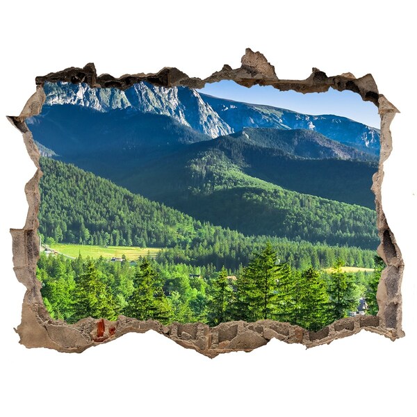 Hole in the wall decal Mountain landscape through a hole in the wall