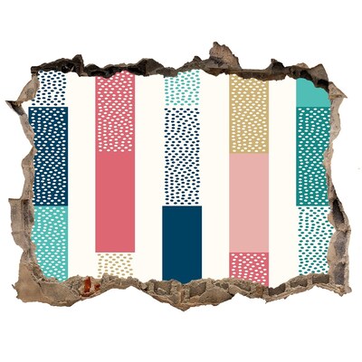 Hole in the wall sticker Colorful stripes