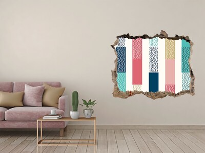 Hole in the wall sticker A modern mural with colorful stripes