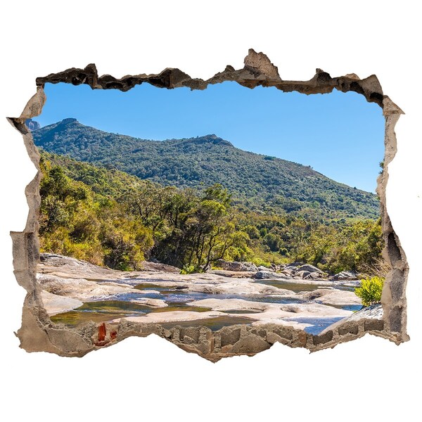 Hole in the wall sticker Mountain landscape behind the hole in the wall