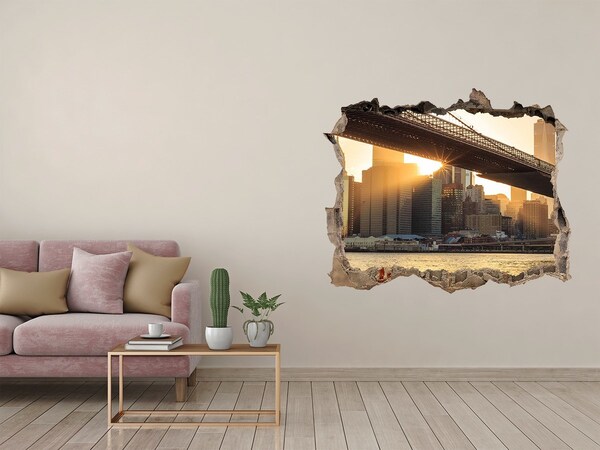 Hole in the wall decal Bridge in the setting sun