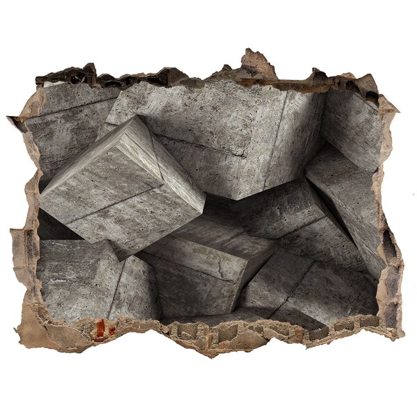 Hole in the wall decal Concrete cubes