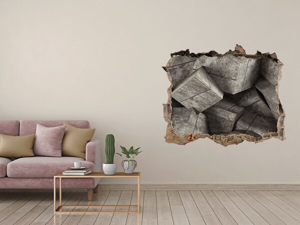 Hole in the wall decal Concrete cubes