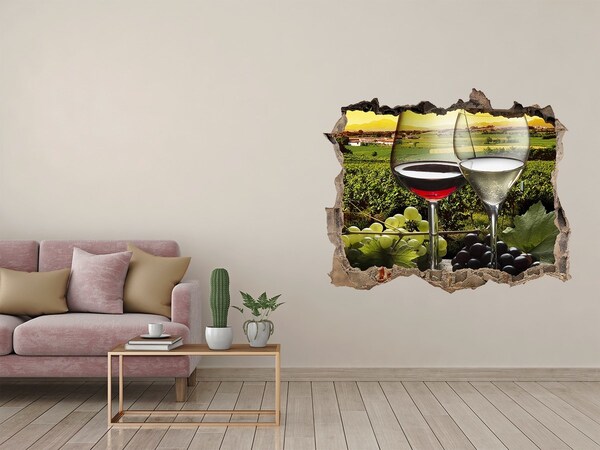 Hole in the wall decal Wine and grapes