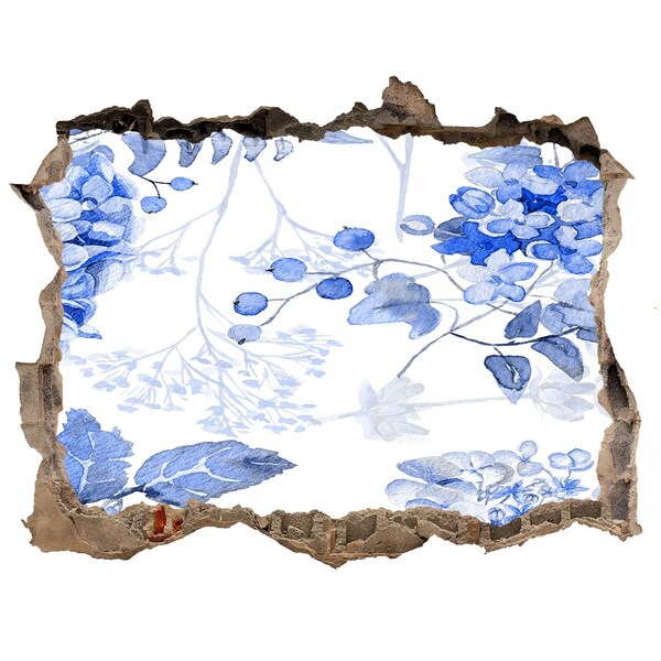 Hole wall sticker Flower view through a hole in the wall