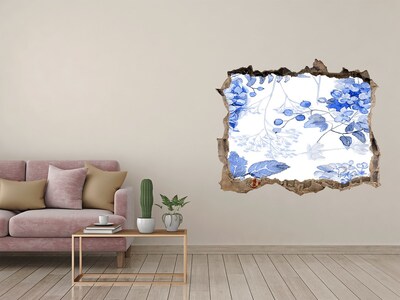 Hole wall sticker Flower view through a hole in the wall