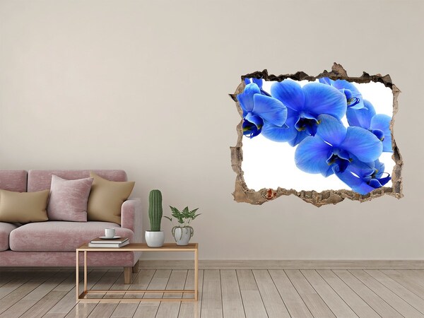 Hole in the wall sticker Blue orchid