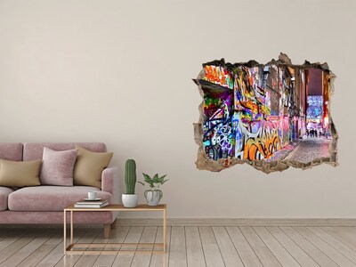 Hole wall sticker A street full of graffiti