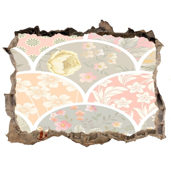 Hole wall sticker Floral pattern behind a damaged wall